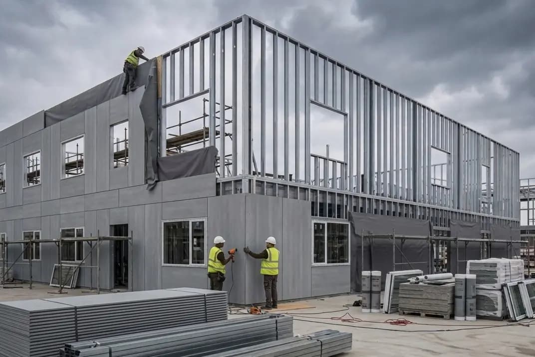 Secondary framing and sheathing board progression